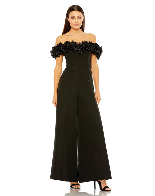 Floral Bustier Top Flare Leg Jumpsuit Floral Bustier Top Flare Leg Mac Duggal 11763