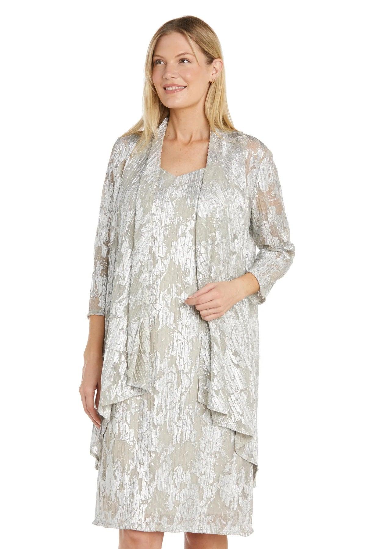 Mother of the Bride Dresses Short Mother of the Bride Jacket Dress Champagne/Silver