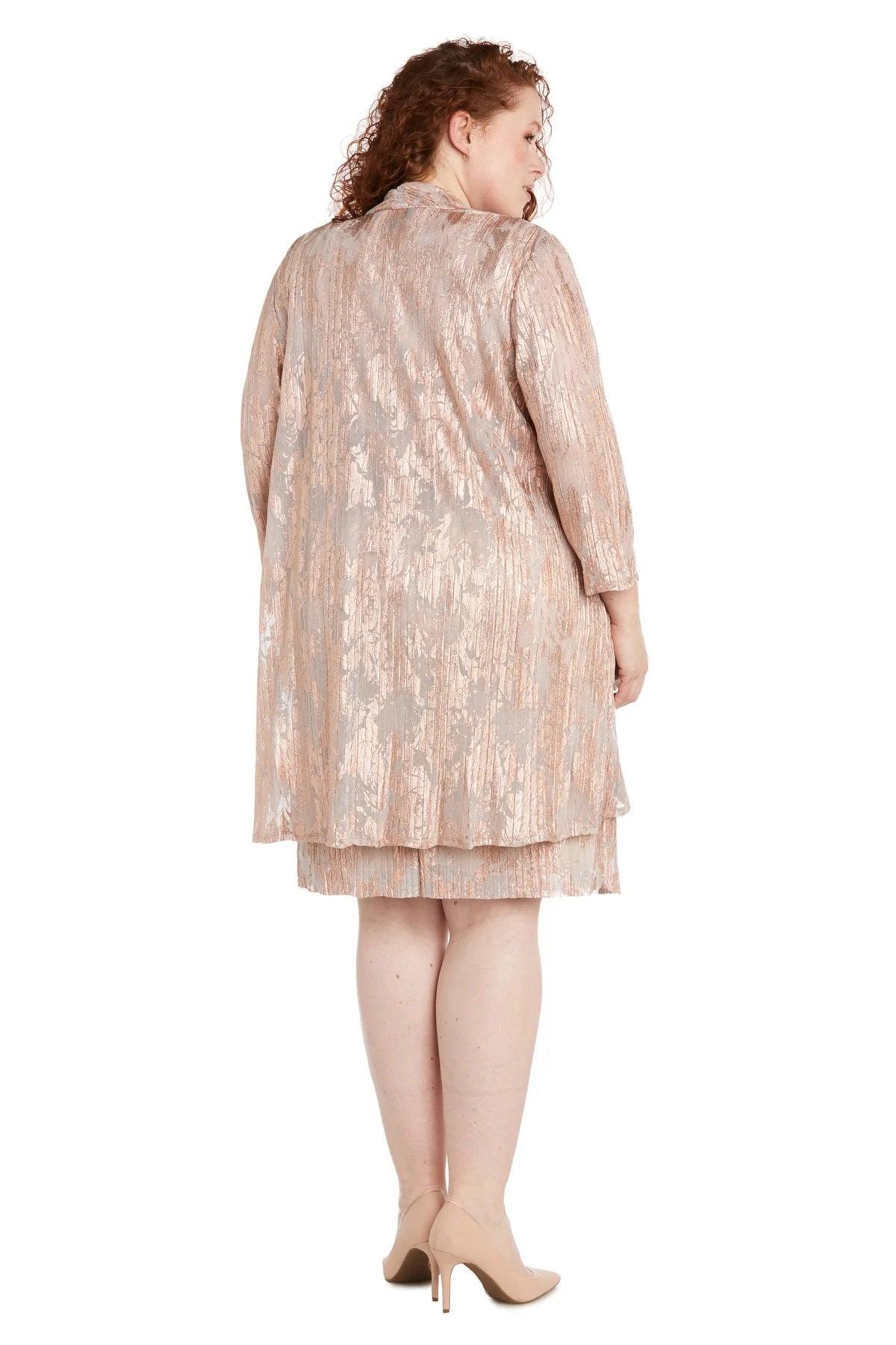 Mother of the Bride Dresses Plus Size Short Metallic Jacket Dress Rose Gold
