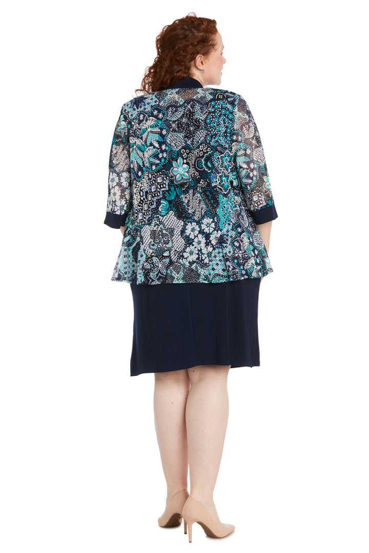 R&M Richards 1189W Short Printed Mother of the Bride Jacket Dress