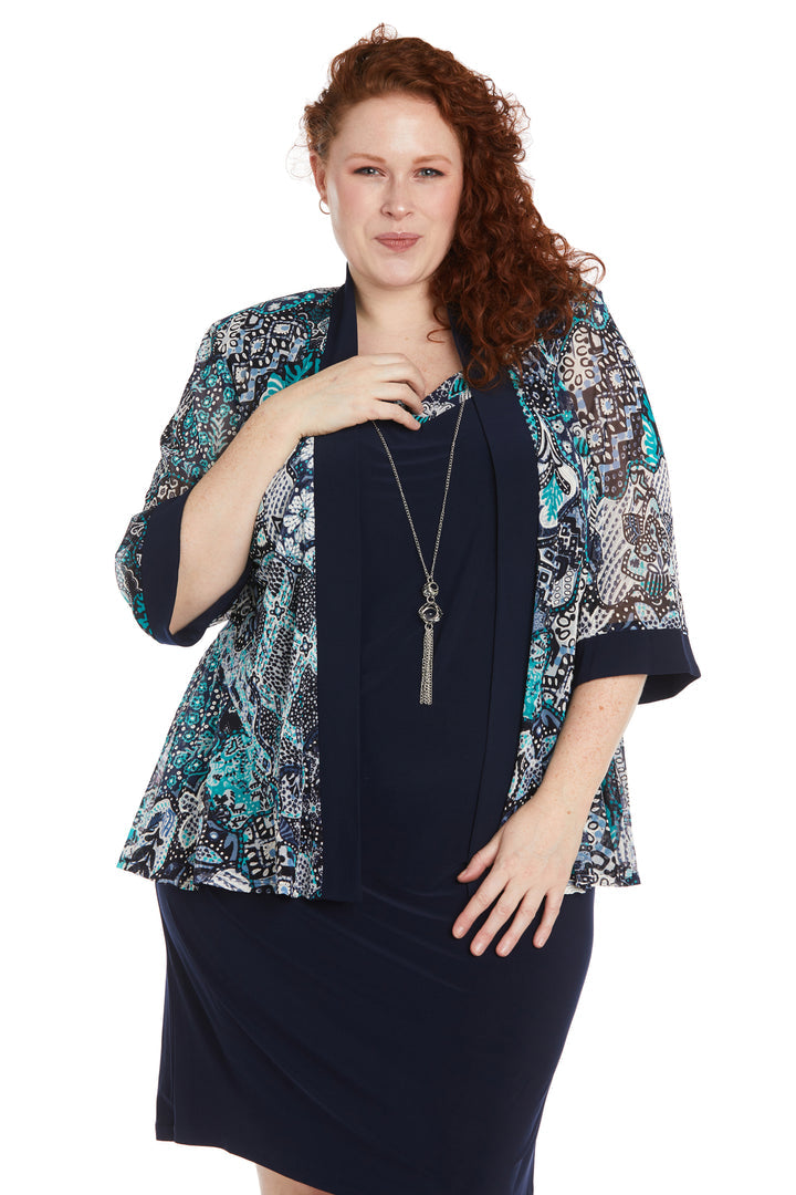 R&M Richards 1189W Short Printed Mother of the Bride Jacket Dress