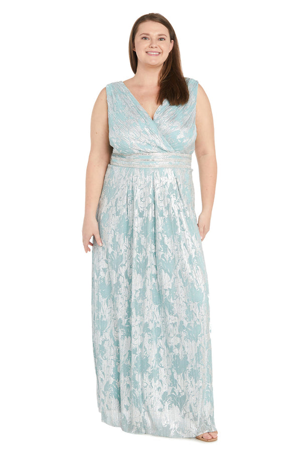 Metallic Printed Plus Size Dress Long Formal R&M Richards 1198W