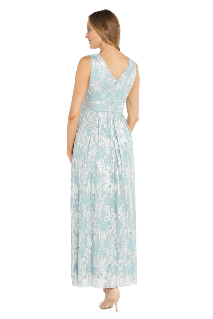 R&M Richards 1198 Long Formal Metallic Printed Dress
