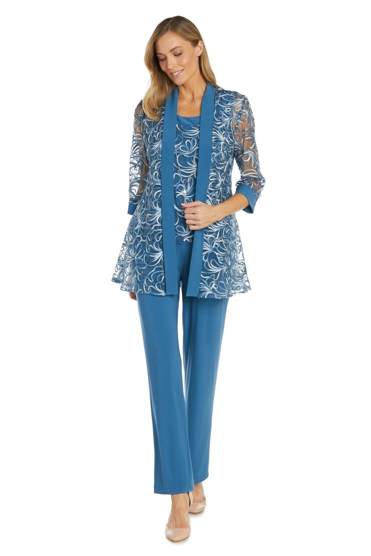 Pant Suit Long Formal Petite Jacket Pant Suit Wedgewood