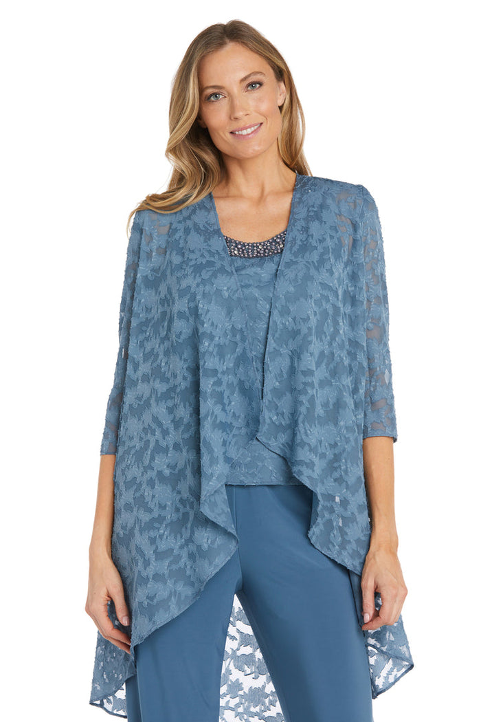 Pant Suit Long Formal Mother of the Bride Pant Suit Jacket Set Slate