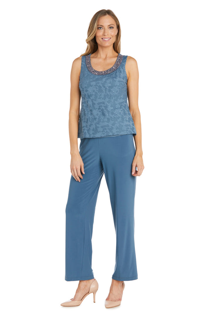 Pant Suit Long Formal Mother of the Bride Pant Suit Jacket Set Slate