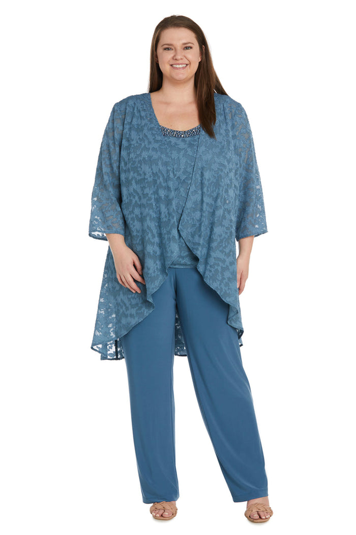 Pant Suit Plus Size Formal Mother of the Bride Pant Suit Jacket Set Slate