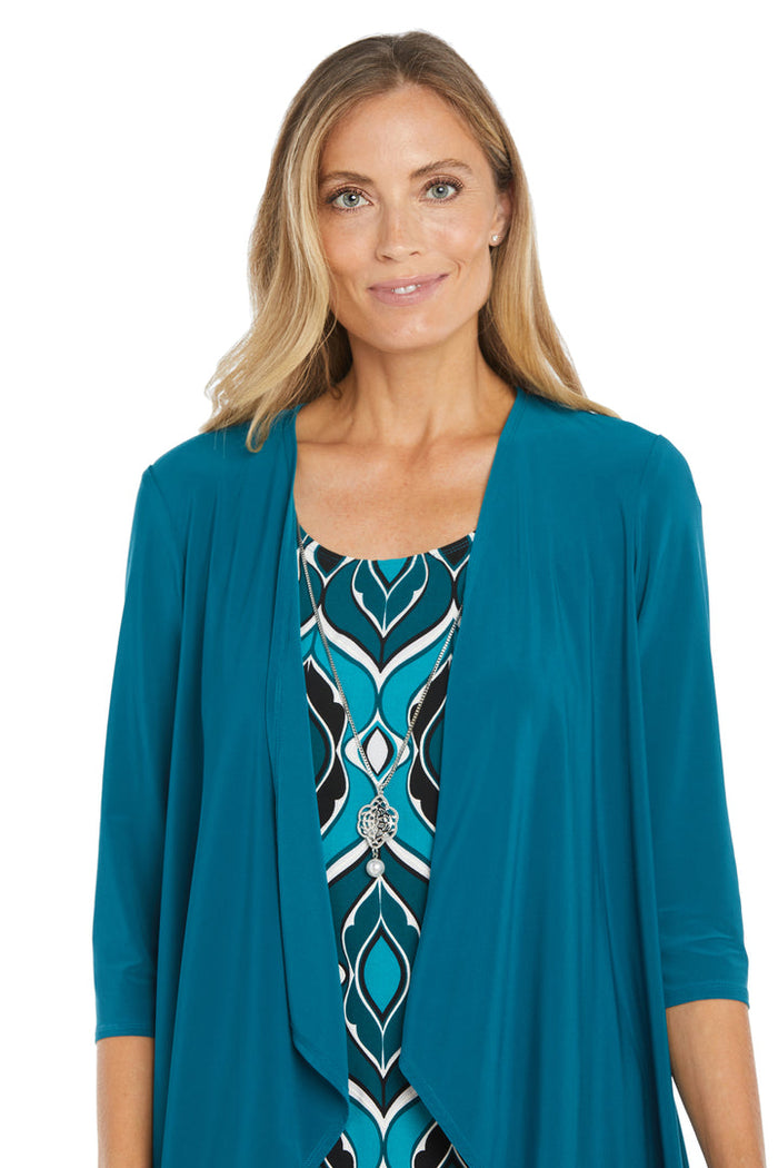 Mother of the Bride Dresses Short Mother of the Bride Fly Away Jacket Printed Dress Teal/Navy