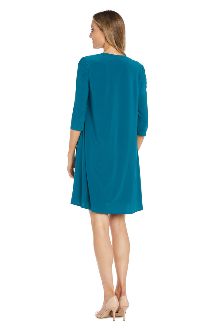 Mother of the Bride Dresses Short Mother of the Bride Fly Away Jacket Printed Dress Teal/Navy