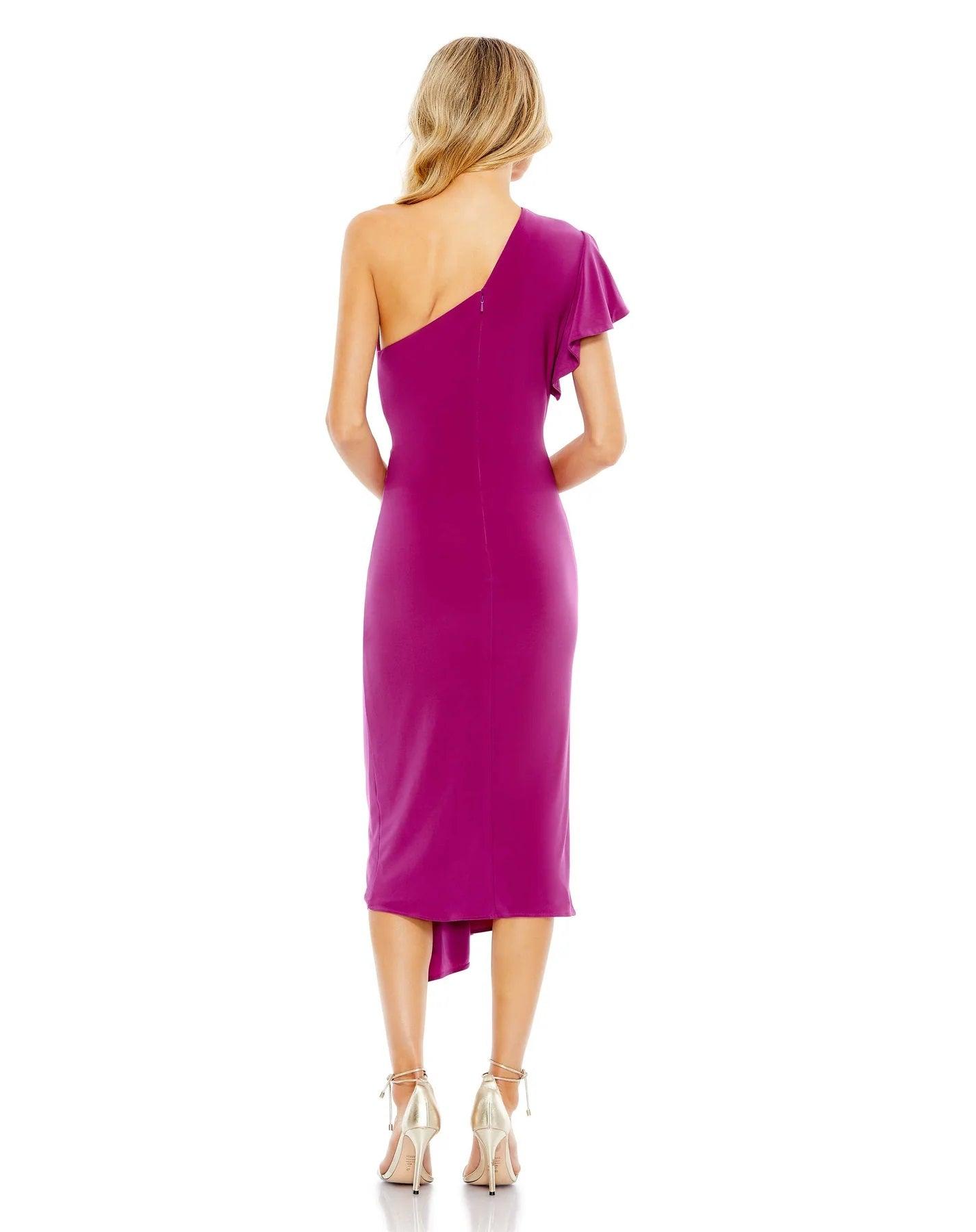 Mac Duggal 12480 High Low One Shoulder Fitted Dress