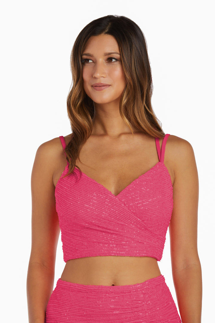 Prom Dresses Two Piece Sequin Formal Prom Dress Neon Pink