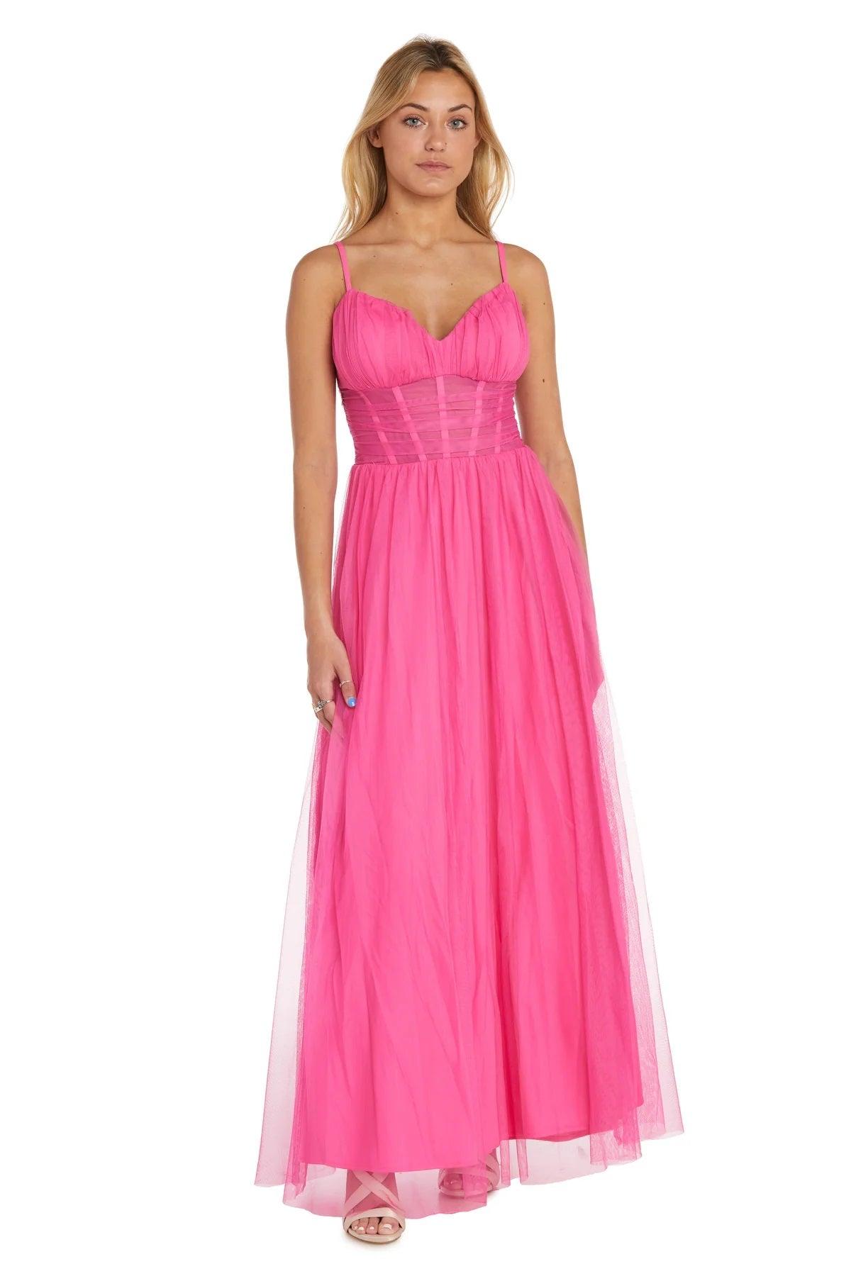 Prom Dresses Long Spaghetti Strap Prom Formal Gown Hot Pink