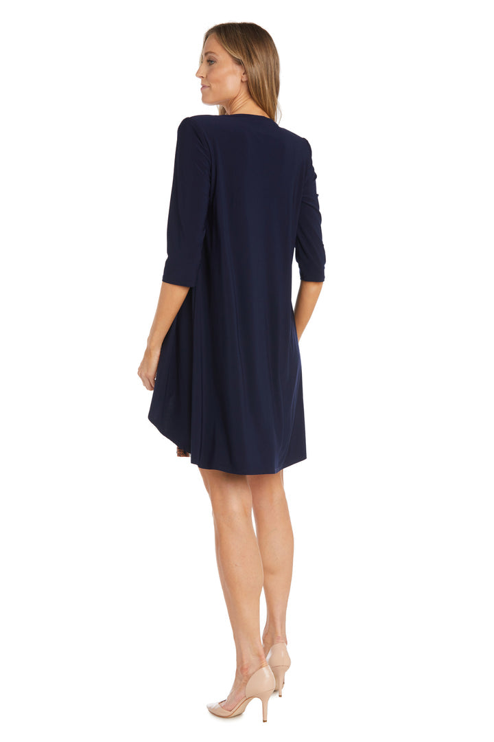 Mother of the Bride Dresses Short Pattered Mother of the Bride Jacket Dress Navy/Clay