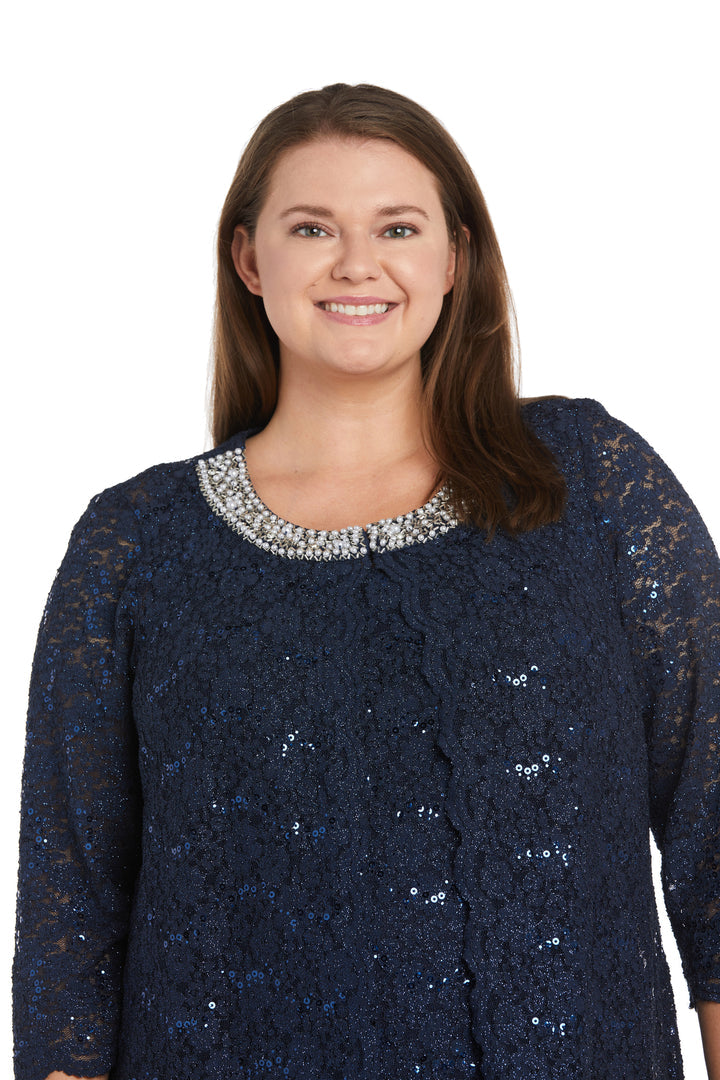 Pant Suit Mother of the Bride Plus Size Pearl Jacket Pant Suit Navy