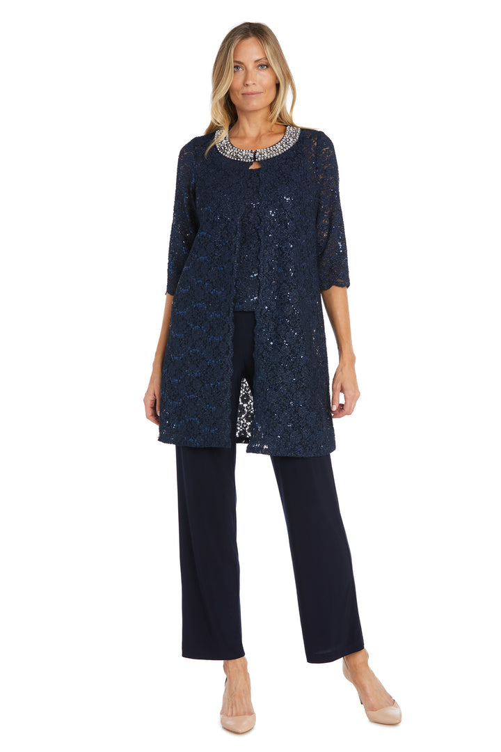 Pant Suit Mother of the Bride Pearl Jacket Pant Suit Navy