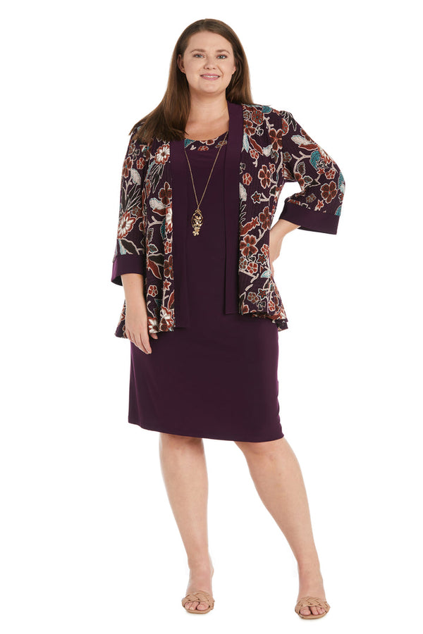 Short Printed Jacket Dress Plus Size R&M Richards 1389W