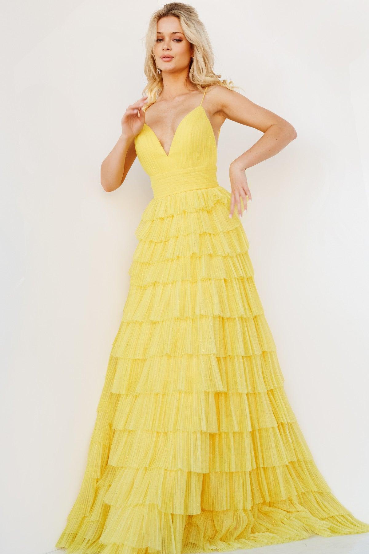 Jovani 08480 Long Tiered Skirt Prom Ball Gown