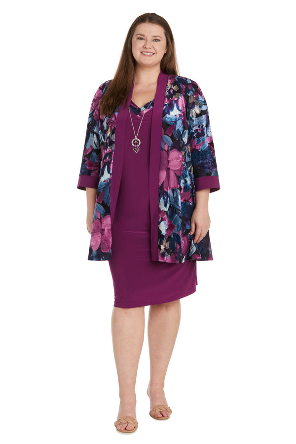Plus Size Floral Print Dress Short R&M Richards 1518W