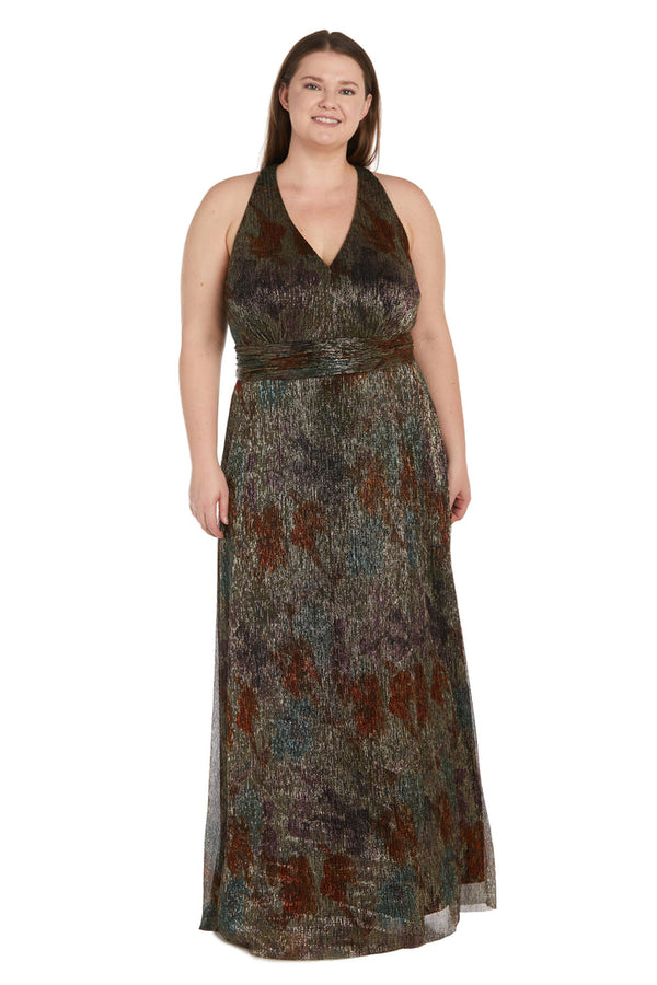 Plus Size Metallic Dress Long Formal R&M Richards 1539W