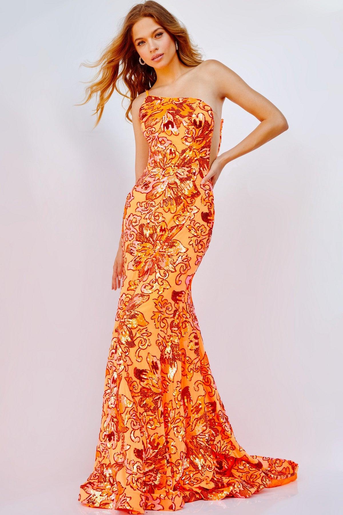 Jovani 08460 Long One Shoulder Mermaid Prom Dress