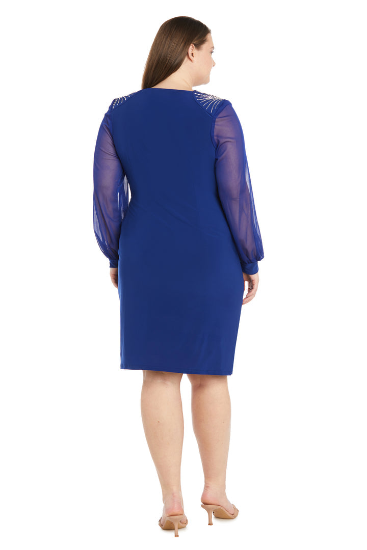 R&M Richards 1551W Short Cocktail Long Sleeve Plus Size Dress