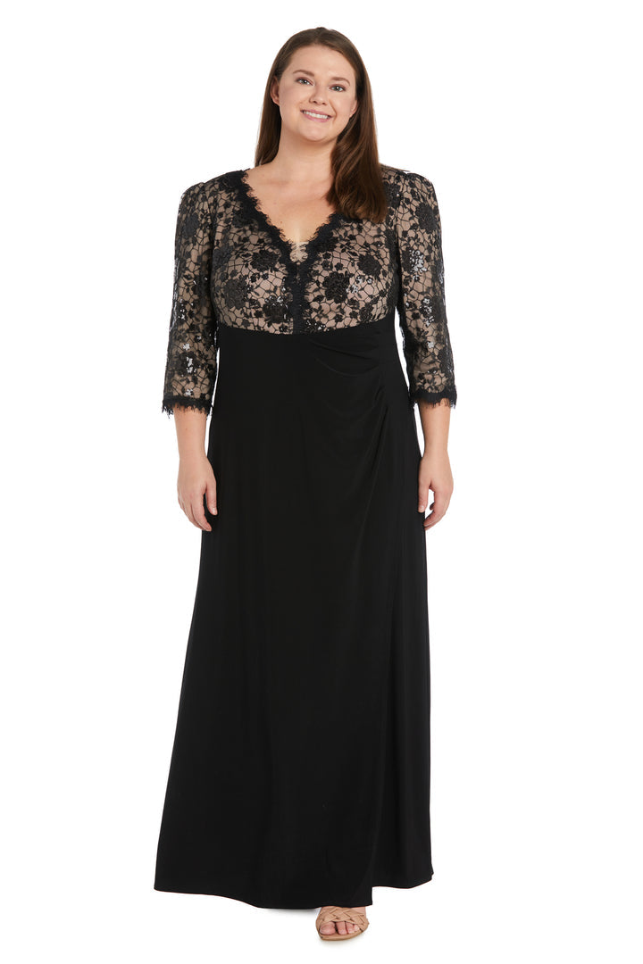 Plus Size Dresses Long Formal Mother of the Bride Plus Size Dress Black/Nude