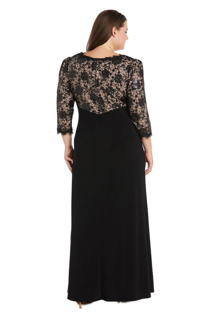 Plus Size Dresses Long Formal Mother of the Bride Plus Size Dress Black/Nude