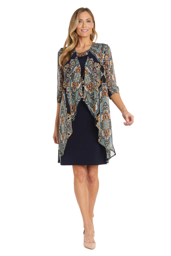Mother of the Bride Dresses Short Foil Print Mother of the Bride Dress Navy/Gold