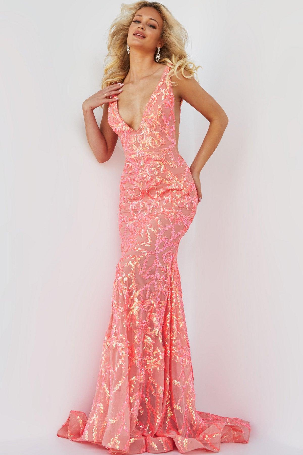 Jovani Backless Sequin Prom Dress 22811