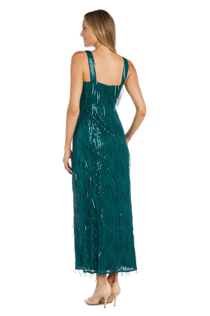 R&M Richards 1661 Long Formal Sequin Fringe Dress