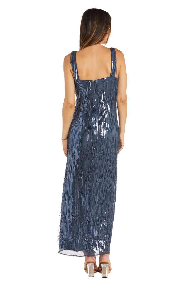 R&M Richards 1661 Long Formal Sequin Fringe Dress
