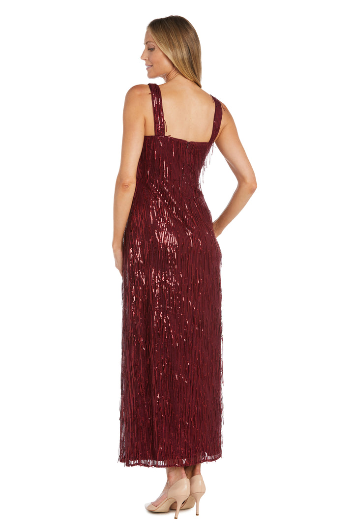 R&M Richards 1661 Long Formal Sequin Fringe Dress