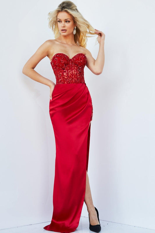 Prom Dresses Long Strapless Fitted Prom Dress Red
