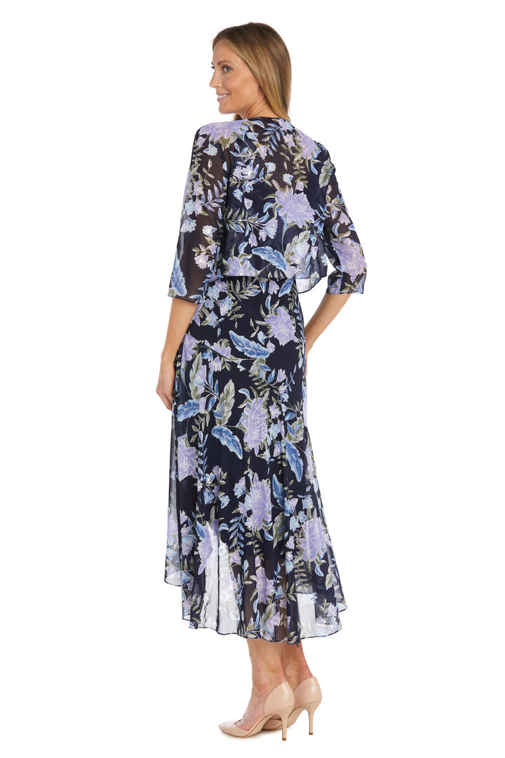 Mother of the Bride Dresses High Low Printed Mother of the Bride Jacket Dresses Navy/Silver