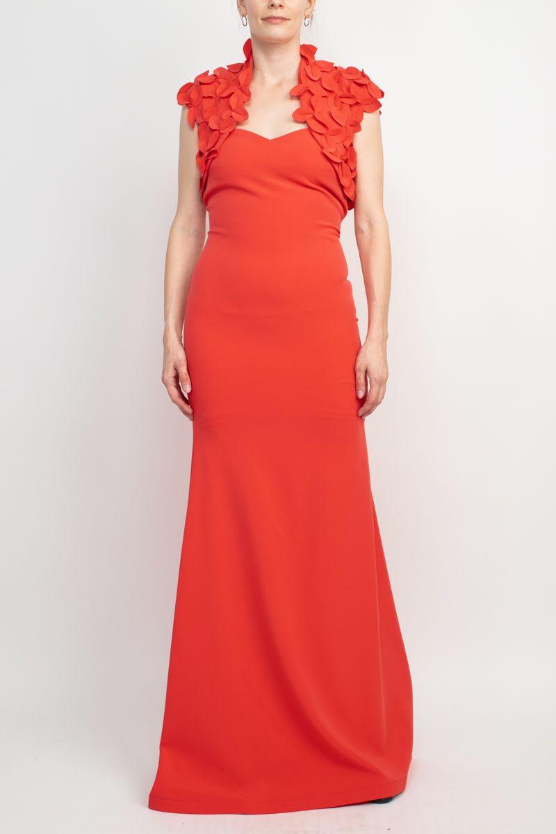 Formal Dresses Strapless Sweetheart Neck Bodycon Scuba Dress with Matching Bolero Coral