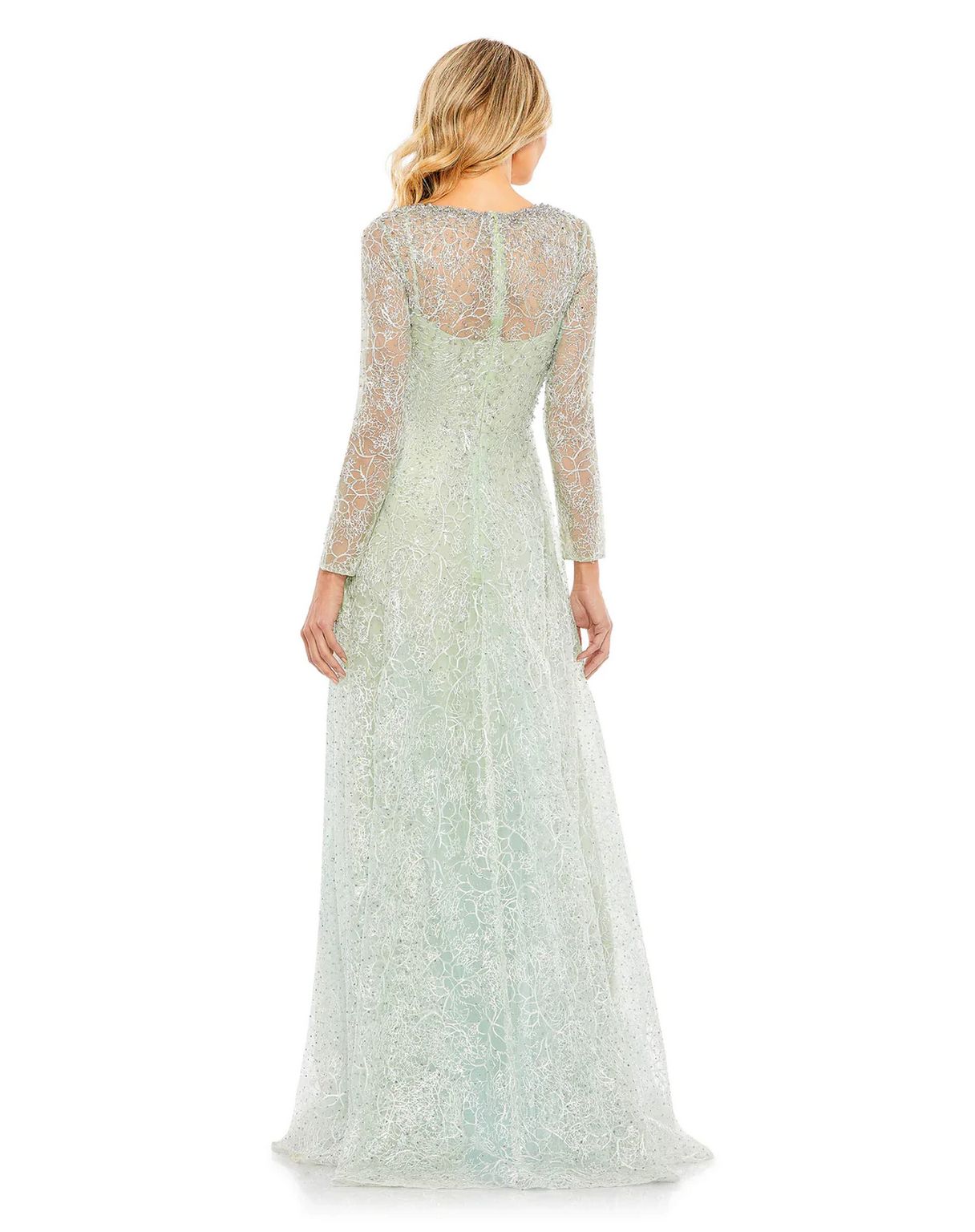 Mac Duggal 20367 Crystal Embellished Long Sleeve V Neck Dress