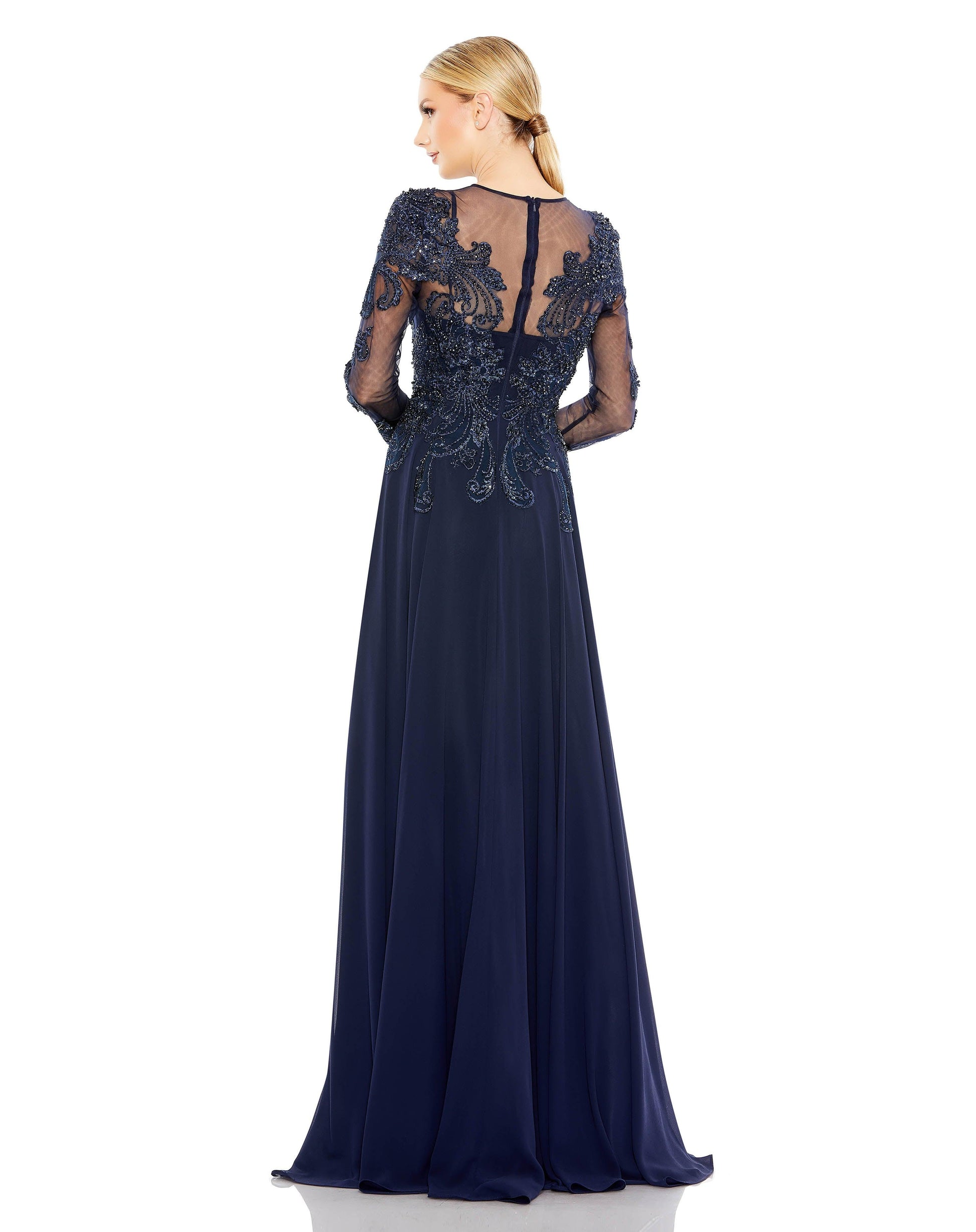 Mac Duggal 20385 Long Sleeve Formal Chiffon Dress