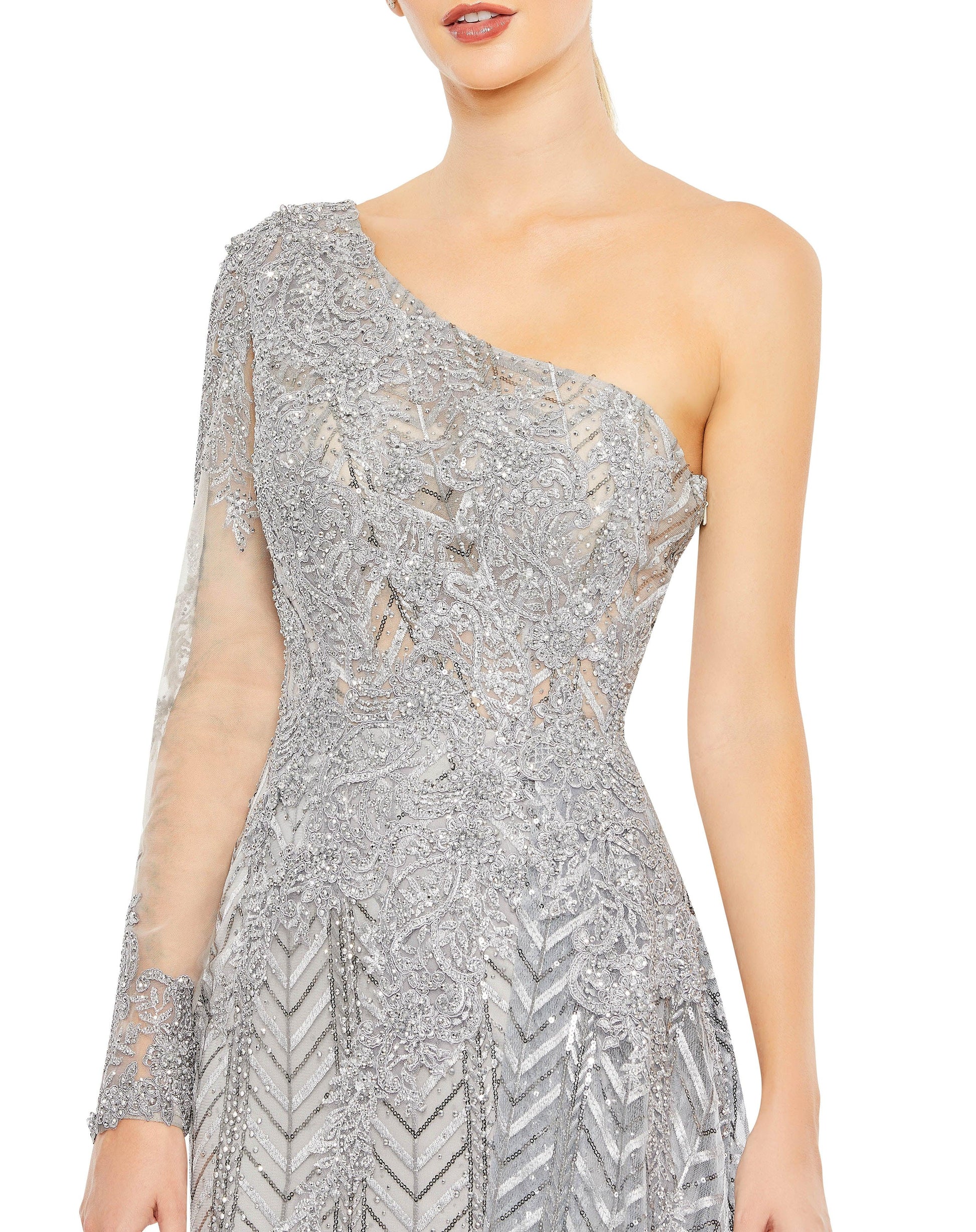 Mac Duggal 20401 Long Formal Beaded Lace Dress