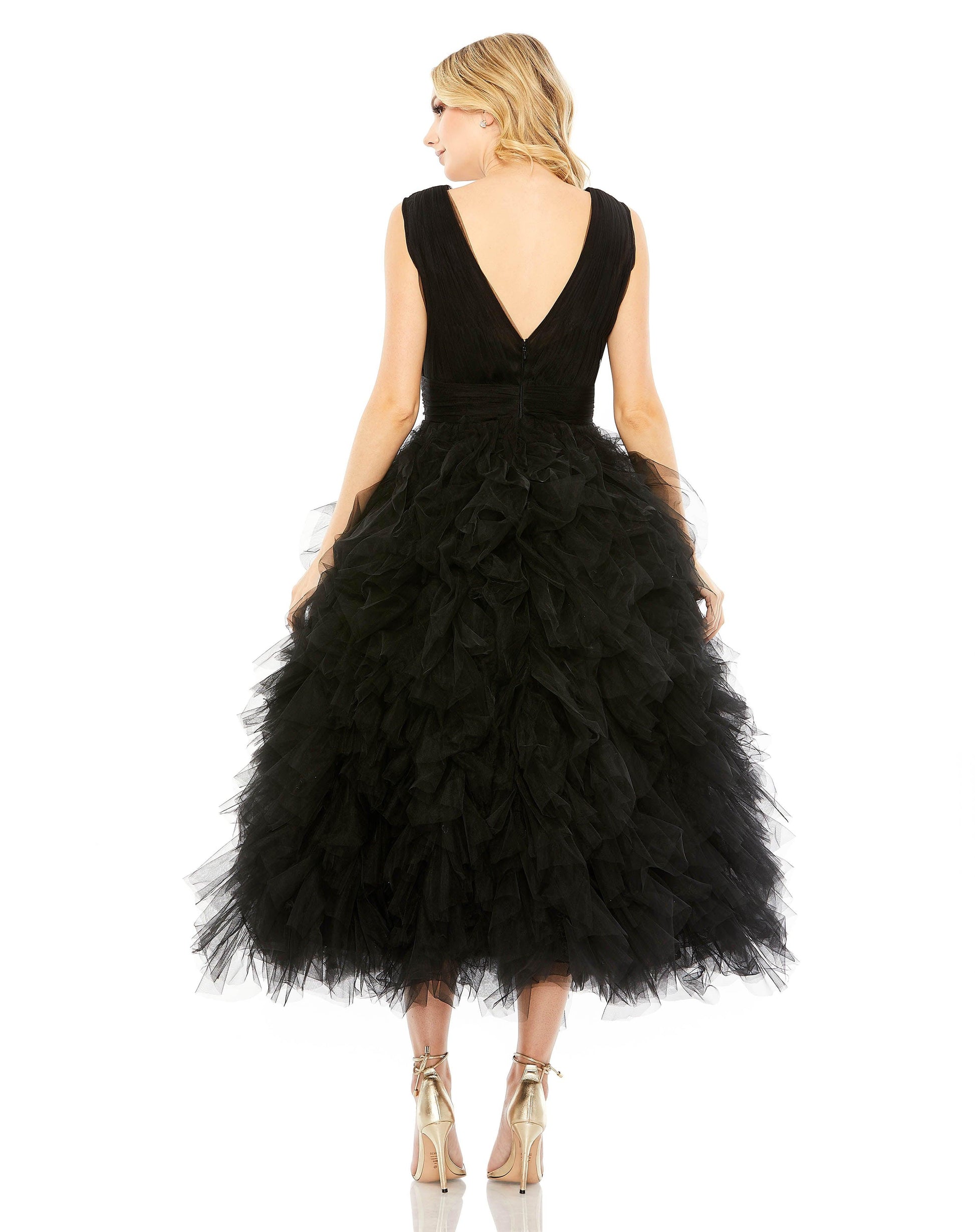 Mac Duggal 20411 Tea Length Sleeveless Formal Dress