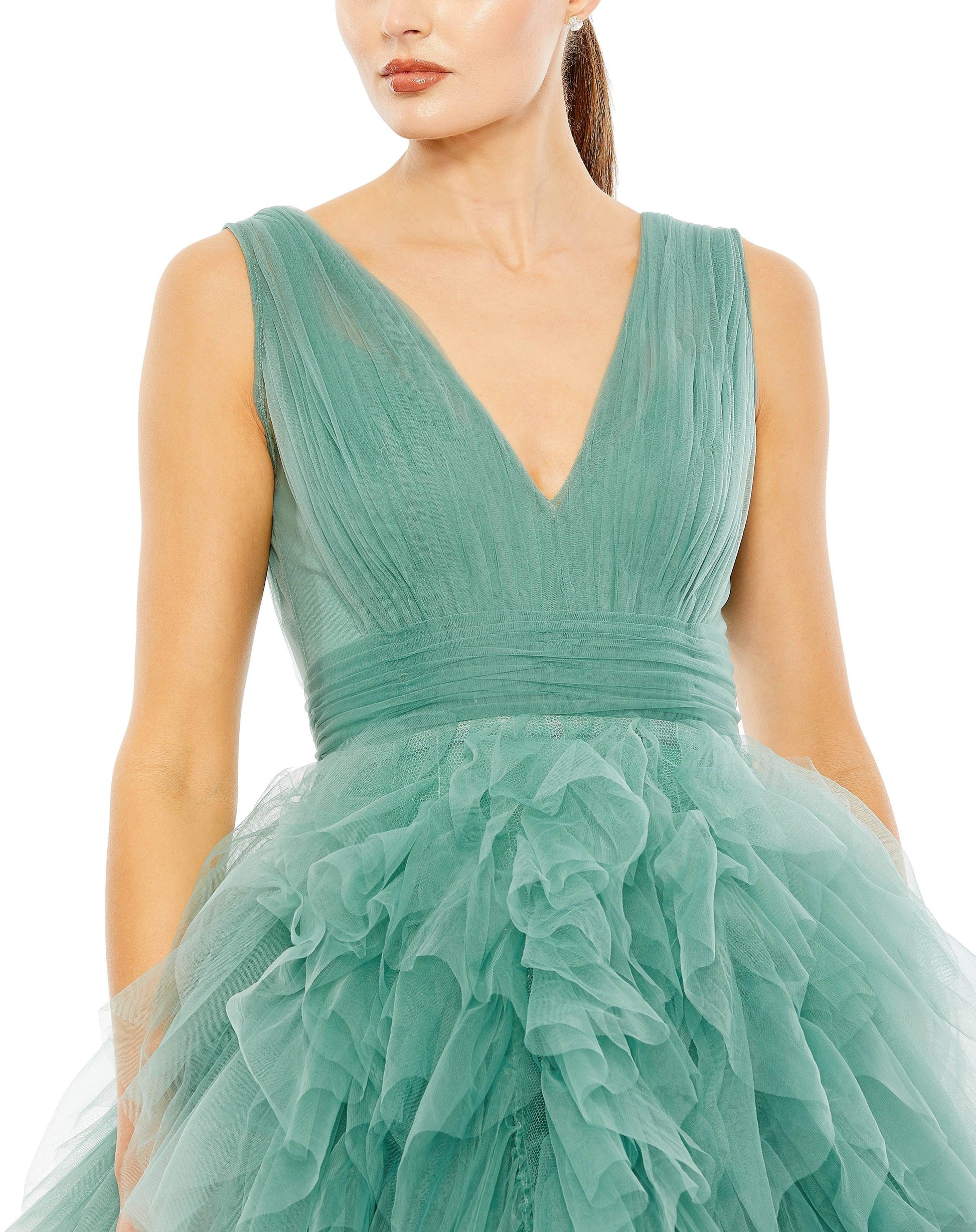 Mac Duggal 20411 Tea Length Sleeveless Formal Dress
