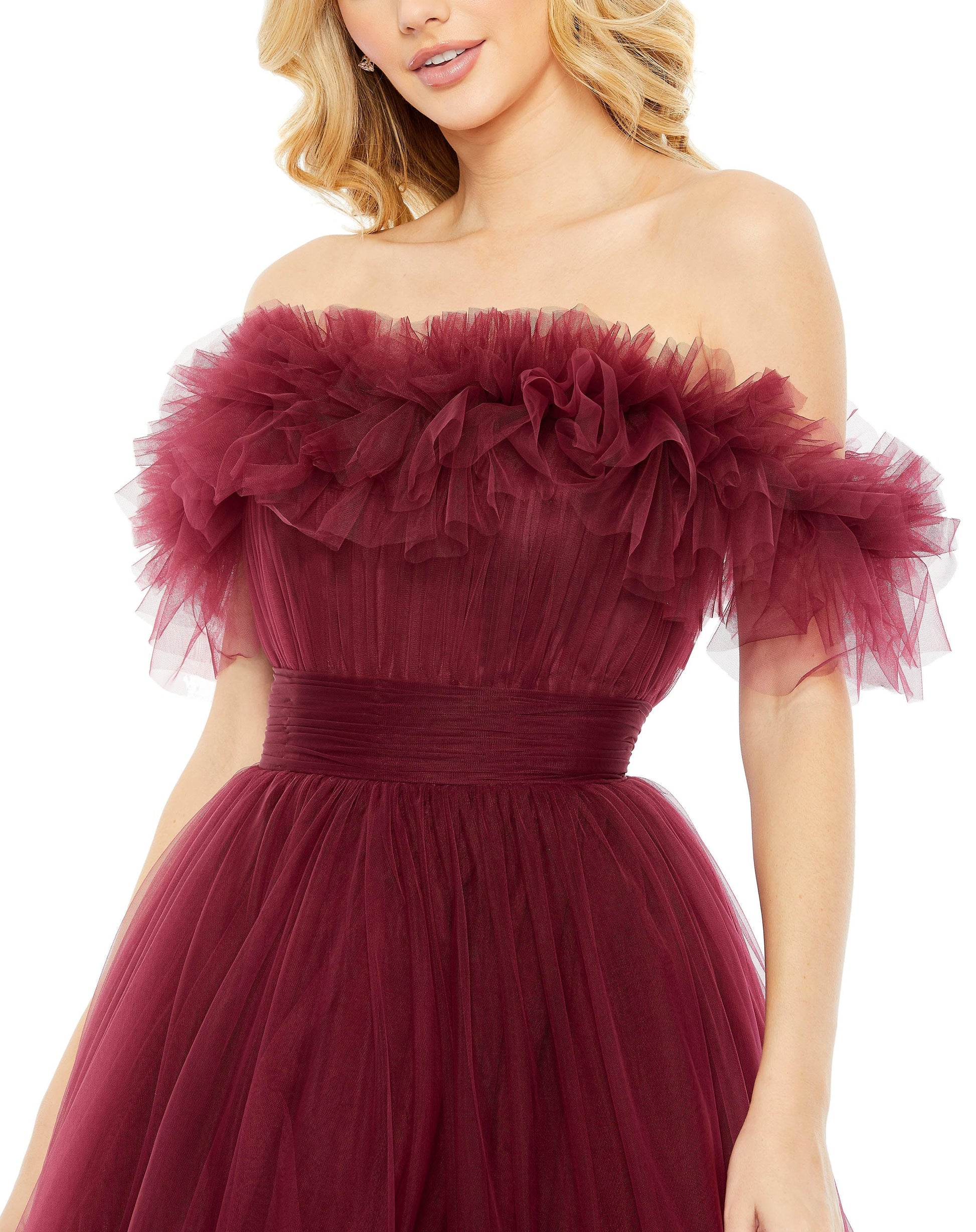 Mac Duggal 20415 High Low Off Shoulder Prom Dress