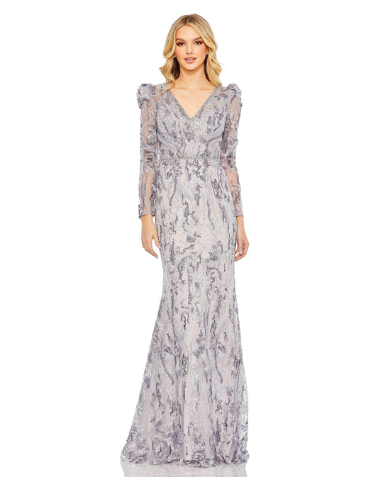 Formal Dresses Long Sleeve Formal Beaded Gown Lilac