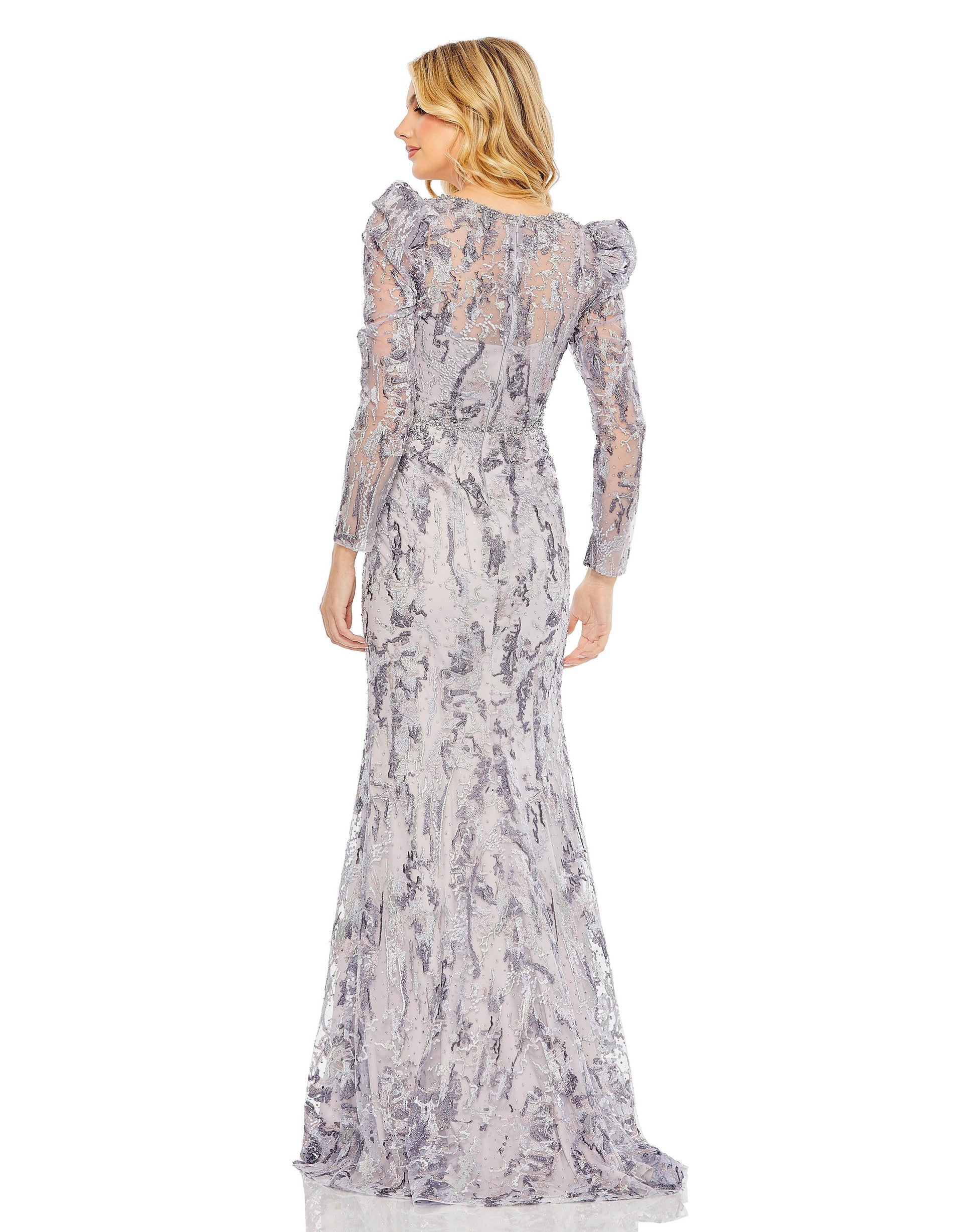 Mac Duggal 20425 Long Sleeve Formal Beaded Gown
