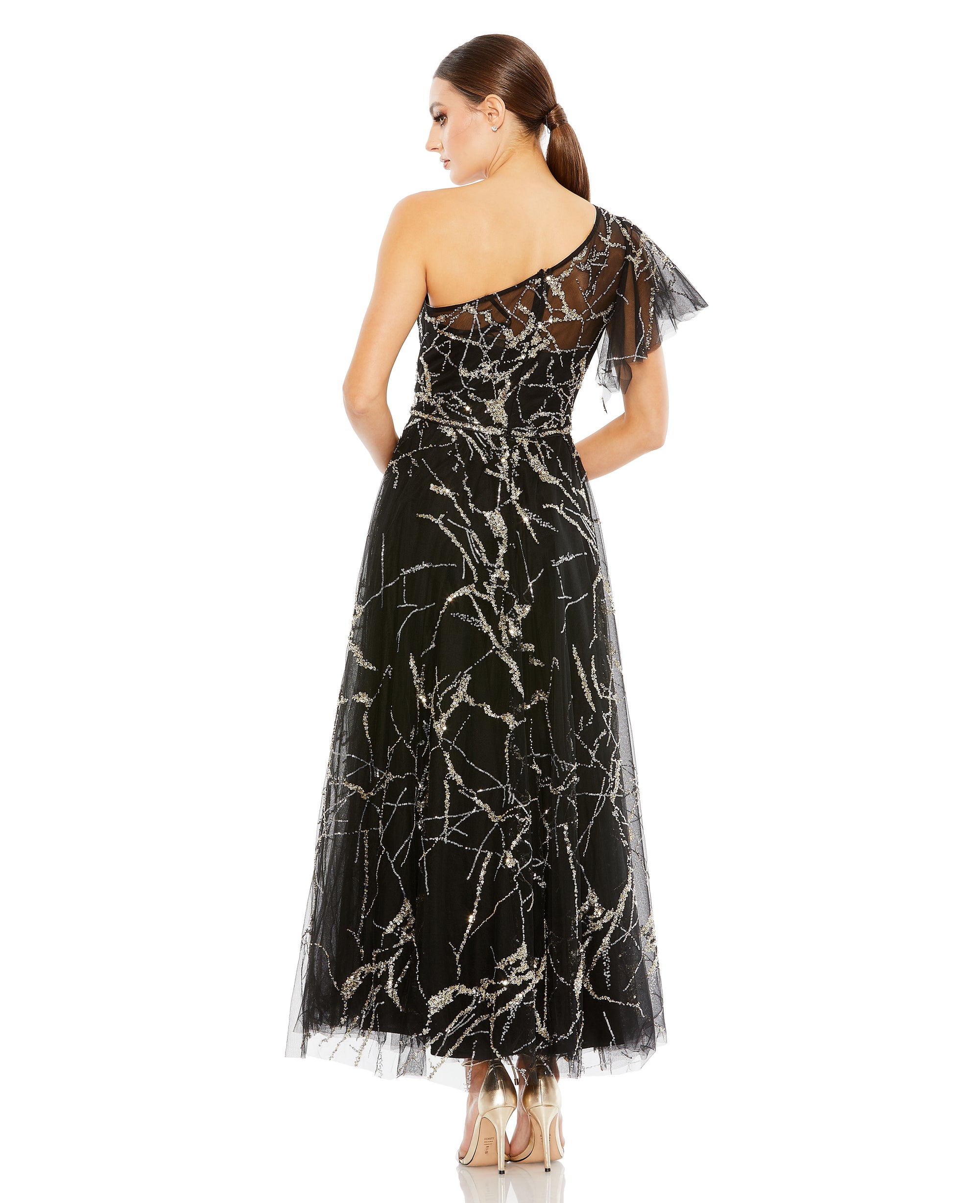 Mac Duggal 20427 Cocktail Beaded Tea Length Formal Dress