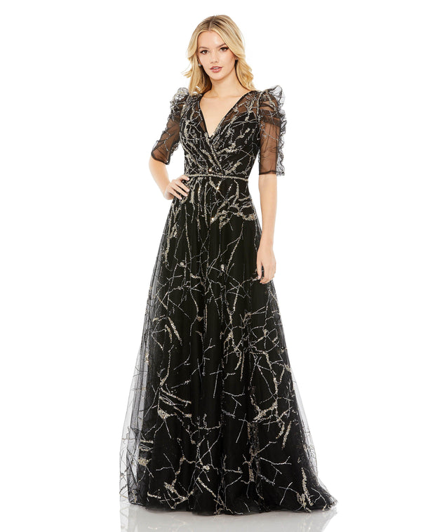 Long Formal Puff Sleeve Dress Puff Sleeves Mac Duggal 20428
