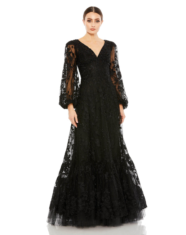 Long Mother of the Bride Lace Formal Gown Lace Detail Mac Duggal 20430