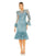 Cocktail Dresses Ruffle Wrist Embellished High Neck Midi Dress Ocean Blue