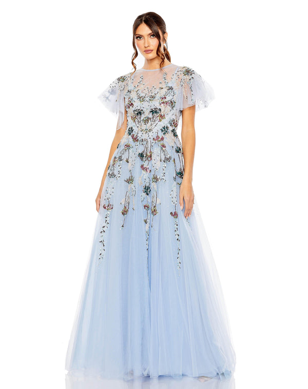 Long Formal Short Sleeve Dress Short Sleeves Mac Duggal 20436