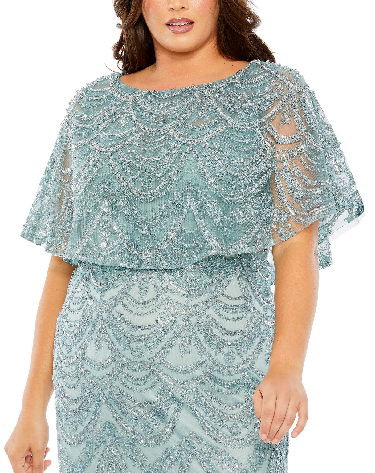 Mac Duggal 20470 Plus Size Long Formal Cape Dress