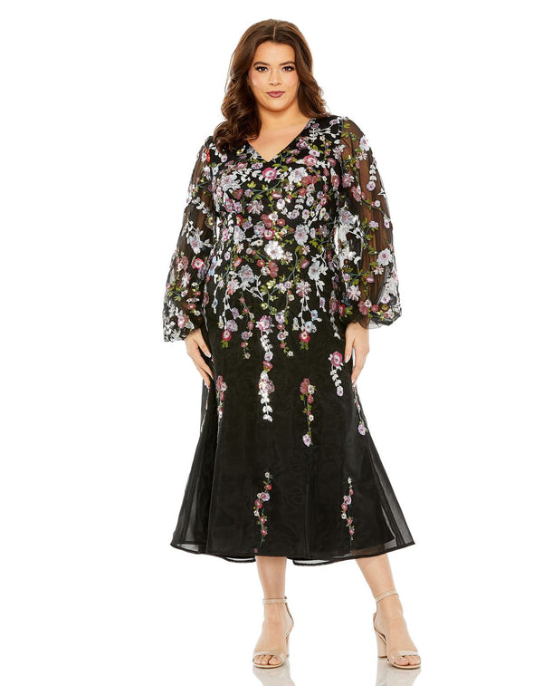 Long Sleeve Plus Size A Line Dress Long Sleeve A Line Plus Size Mac Duggal 20474